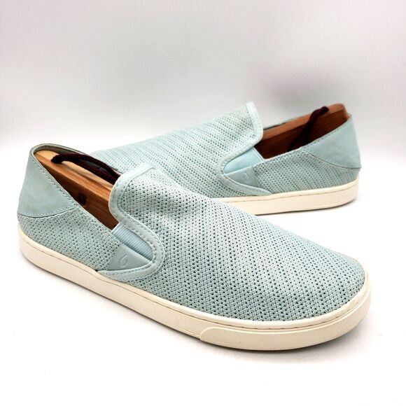 Olukai Pehuea Shoes Womens 9 EUR 39 Aqua Slip On Sneaker Mesh Comfort - Picture 2 of 8